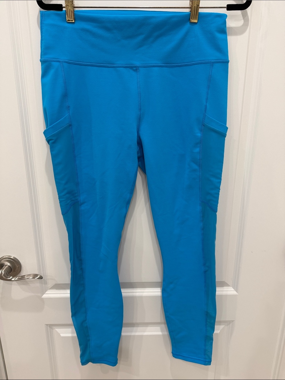 Fabletics Electric Blue High-Waist Performance Leggings with Side Pockets